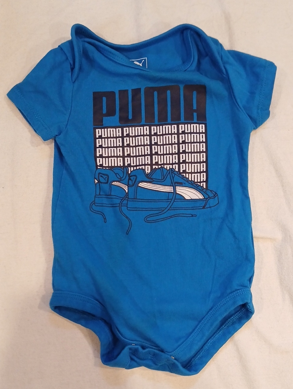 Puma Bright Blue Baby Bodysuit with Sneaker Graphic